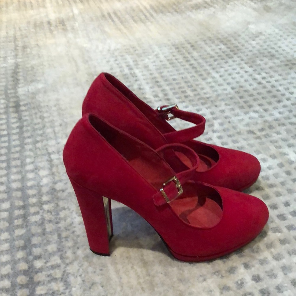 Size 8 red suede wish bone Mary janes